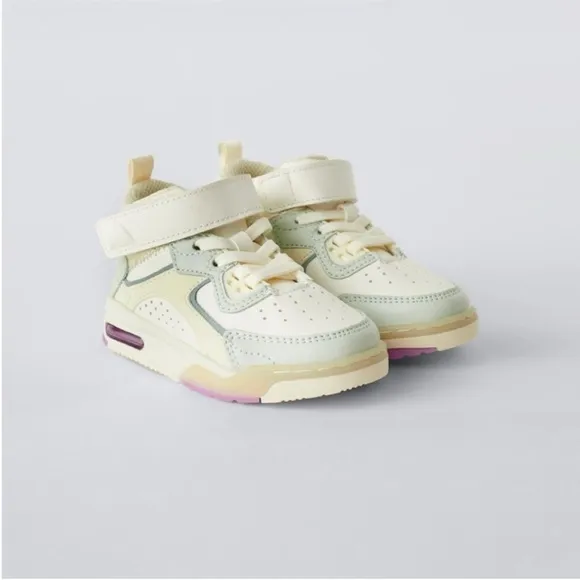 Zara Kids, White, MULTI-PIECED HIGH TOPS, size 8 little kid