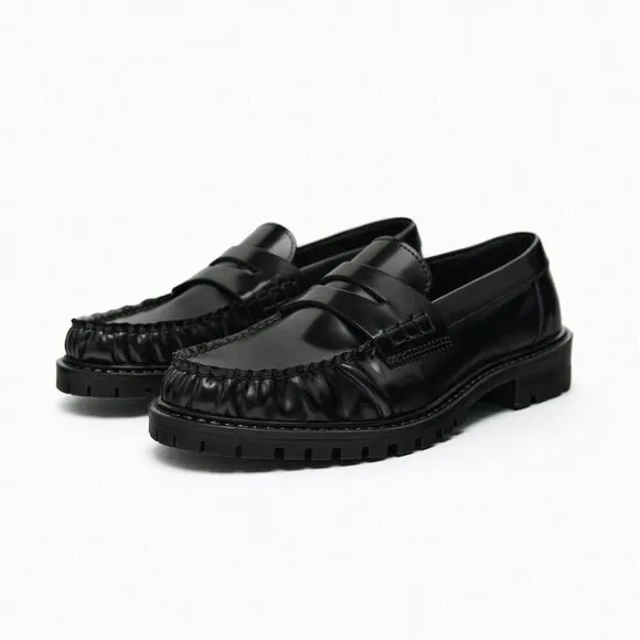 ZARA LUG SOLE LEATHER LOAFERS