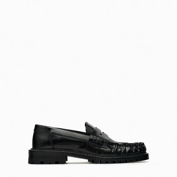 ZARA LUG SOLE LEATHER LOAFERS