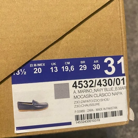 Zara NWT kids classic loafers navy