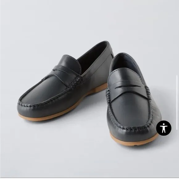 Zara NWT kids classic loafers navy