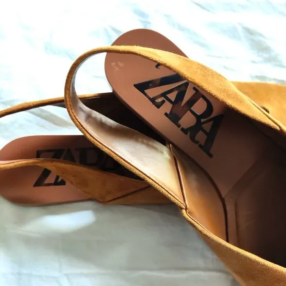 Zara Suede Slingback Flats