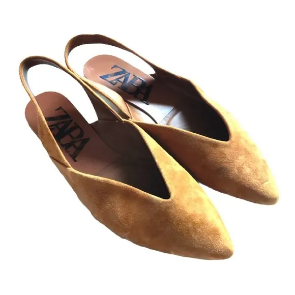 Zara Suede Slingback Flats