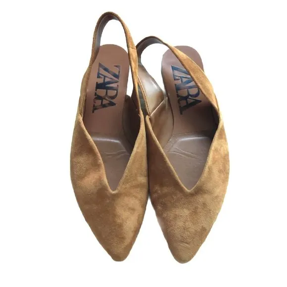 Zara Suede Slingback Flats