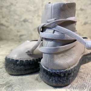 Zero   Maria Cornejo Zana Flatform Lace Up Ankle Espadrilles Flats