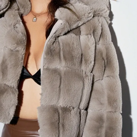 Zip Up Hooded Fuzzy Coat
