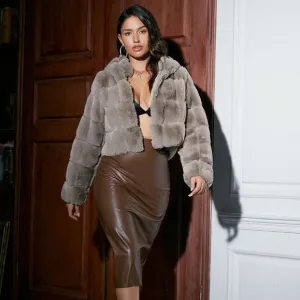 Zip Up Hooded Fuzzy Coat